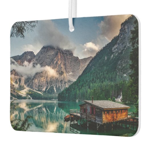 Landschapsfoto van het Italiaanse bergmeer Luchtverfrisser (Links)