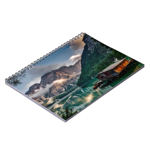 Landschapsfoto van het Italiaanse bergmeer Notitieboek (Linkerzijde)