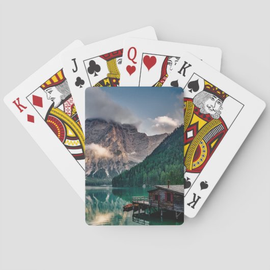 Landschapsfoto van het Italiaanse bergmeer Pokerkaarten (Achterkant)