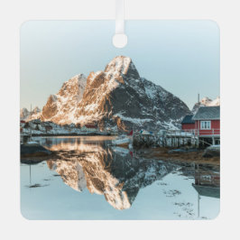 Landschapsfoto van Lofoten Noorwegen Metalen Ornament