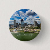 Landschapsfoto van Milwaukee, Wisconsin, Ronde Button 3,2 Cm (Voorkant)