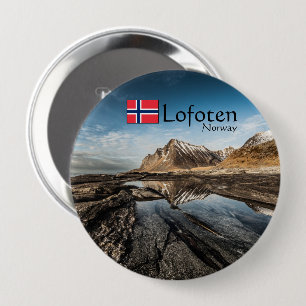 Landschapsfoto van Noorwegen Ronde Button 4,0 Cm