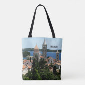 Landschapsfoto van Rab, Kroatië Tote Bag (Achterkant)