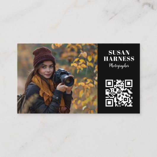Landschapsfotograaf Contact met foto QR-code Visitekaartje (Voorkant)