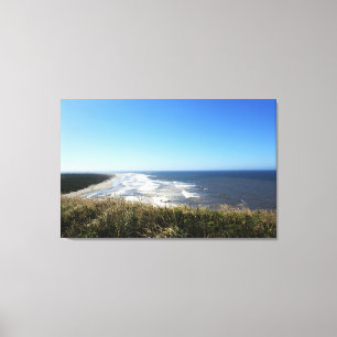 Landschapsfotografie van zee, strand, blauwe lucht canvas afdruk