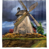 Landschapsgordijn Nederlandse Windmolen Douchegordijn (Voorkant)