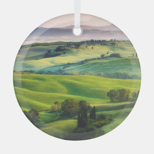 Landschapsgroen: licht geschilderde sereniteit glas ornament (Voorkant)