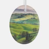 Landschapsgroen: licht geschilderde sereniteit glas ornament (Voorkant Rechts)