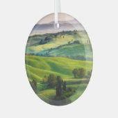 Landschapsgroen: licht geschilderde sereniteit glas ornament (Voorkant links)