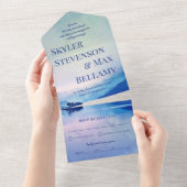 Landschapshuwelijk van de bergen van het eiland Tr All In One Uitnodiging (Afscheurbaar)