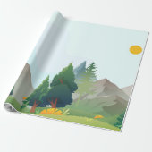 Landschapsillustratie Cadeaupapier (Uitgerold)