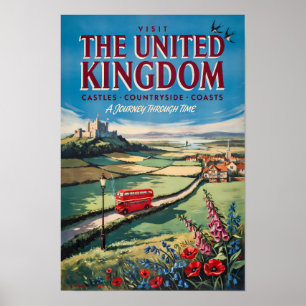 Landschapsillustratie Reis Kunst Verenigd Koninkri Poster