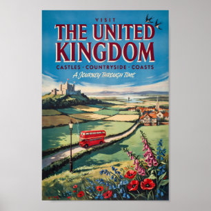Landschapsillustratie Reis Kunst Verenigd Koninkri Poster
