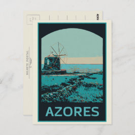 Landschapsillustratie van de Azoren Portugal Briefkaart
