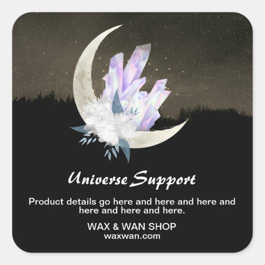 *~* Landschapsintenties Moon Crystals Floral AP24 Vierkante Sticker (Voorkant)