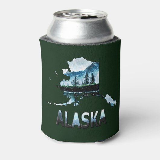 Landschapskaart voor Alaska Waterverf Blikjeskoeler (Blikje Achterkant)