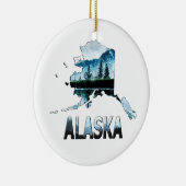Landschapskaart voor Alaska Waterverf Keramisch Ornament (Rechts)