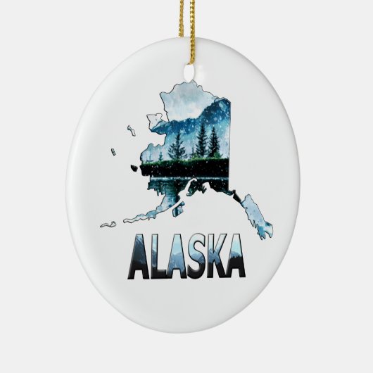 Landschapskaart voor Alaska Waterverf Keramisch Ornament (Rechts)