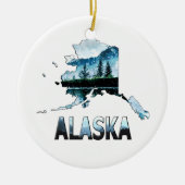 Landschapskaart voor Alaska Waterverf Keramisch Ornament (Voorkant)