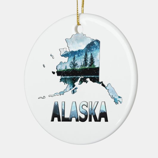 Landschapskaart voor Alaska Waterverf Keramisch Ornament (Links)