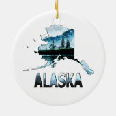 Landschapskaart voor Alaska Waterverf Keramisch Ornament (Achterkant)