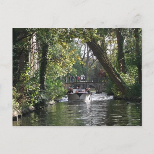 Landschapskanalen en -boot in Brugge België Briefkaart (Voorkant)