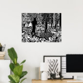 Landschapskunst Poster B & W Forest Art Wood Print (Thuiskantoor)