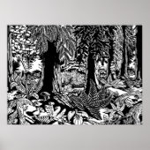 Landschapskunst Poster B & W Forest Art Wood Print (Voorkant)