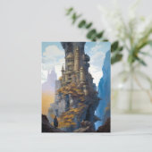 Landschapskunst van het kasteel van Fantasy Briefkaart (Staand voorkant)