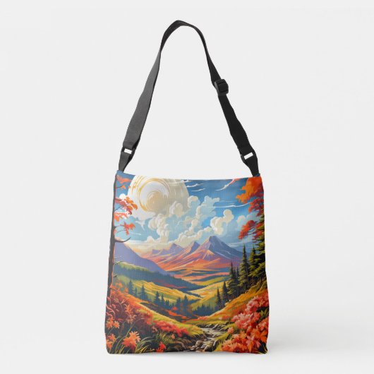 Landschapslandschap Landschapsillustratie Crossbody Tas (Achterkant)