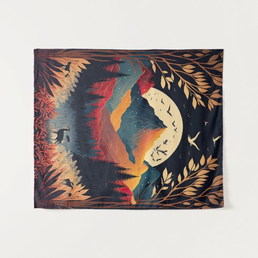 Landschapslandschap van de moon en de kleurrijke b wandkleed (Voorkant (horizontaal))