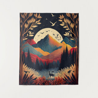 Landschapslandschap van de moon en de kleurrijke b wandkleed