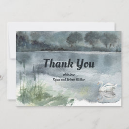 Landschapsmeer met zwanen bedankkaart