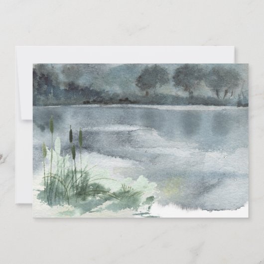 Landschapsmeer met zwanen bedankkaart (Achterkant)