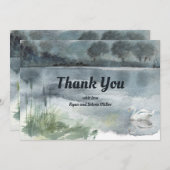 Landschapsmeer met zwanen bedankkaart (Voorkant / Achterkant)