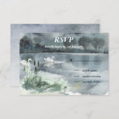 Landschapsmeer met zwanen RSVP kaartje (Voorkant / Achterkant)