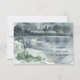 Landschapsmeer met zwanen RSVP kaartje