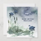 Landschapsmeer met zwanen save the date (Achterkant)