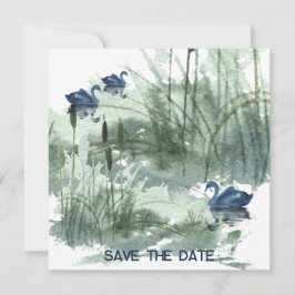 Landschapsmeer met zwanen save the date
