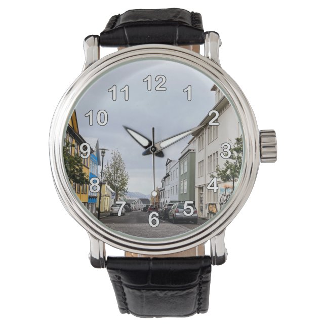 Landschapsnummers Reykjavik IJsland Horloge (Voorkant)