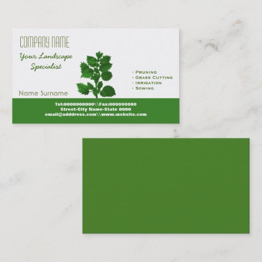 Landschapsontwerp en tuinbouw visitekaartje (Voorkant / Achterkant)