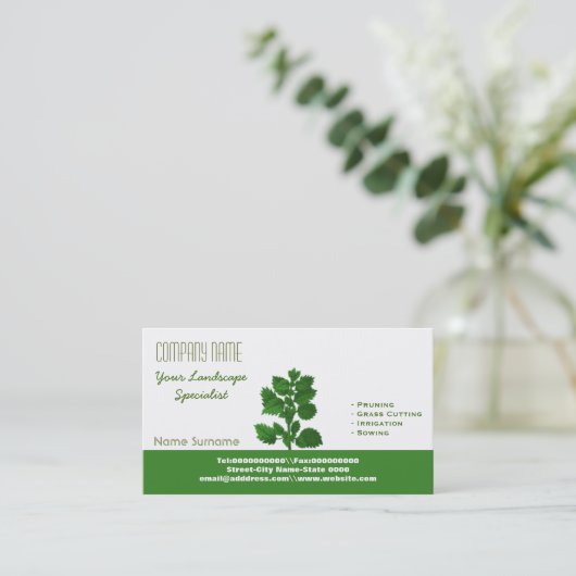 Landschapsontwerp en tuinbouw visitekaartje (Staand voorkant)