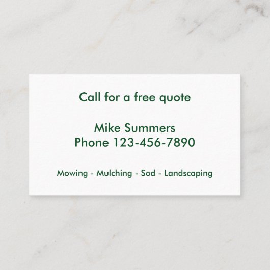 Landschapsontwerp Visitekaartje (Achterkant)