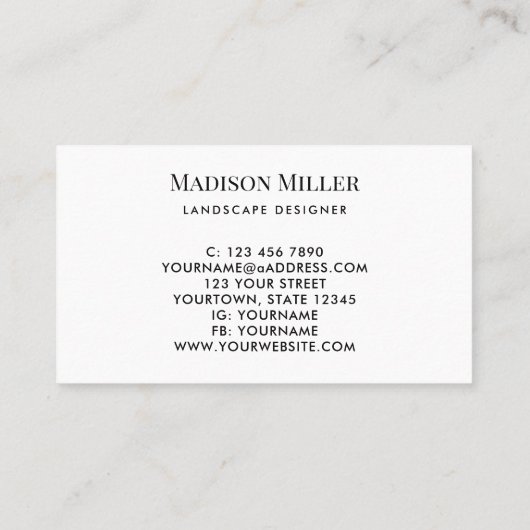 Landschapsontwerper Visitekaartje (Achterkant)