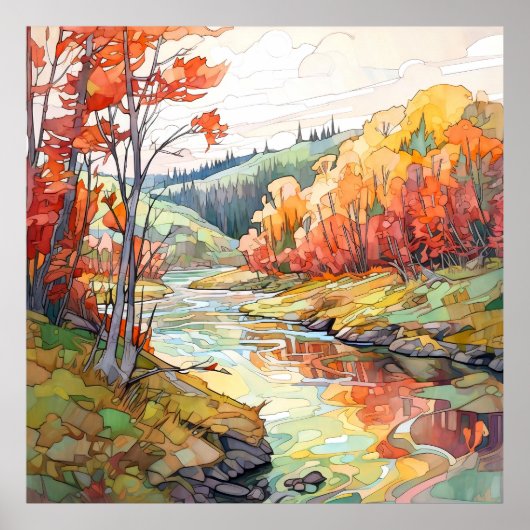 Landschapsprint voor het najaar poster (Voorkant)