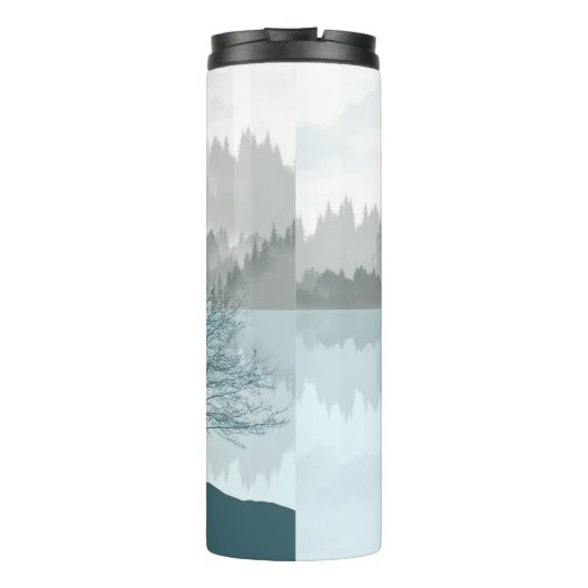 Landschapsreflectie Meer bomen Groen Thermosbeker (Achterkant)