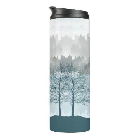 Landschapsreflectie Meer bomen Groen Thermosbeker (Geroteerd rechts)