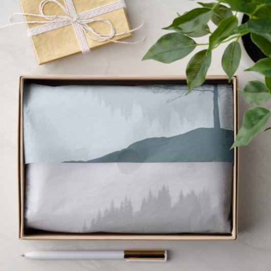 Landschapsreflectie Meer bomen Groen Tissuepapier (Geschenk)