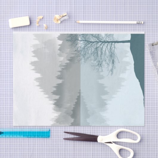 Landschapsreflectie Meer bomen Groen Tissuepapier (Craft)