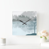 Landschapsreflectie Meer bomen Groen Vierkante Klok (Huis)